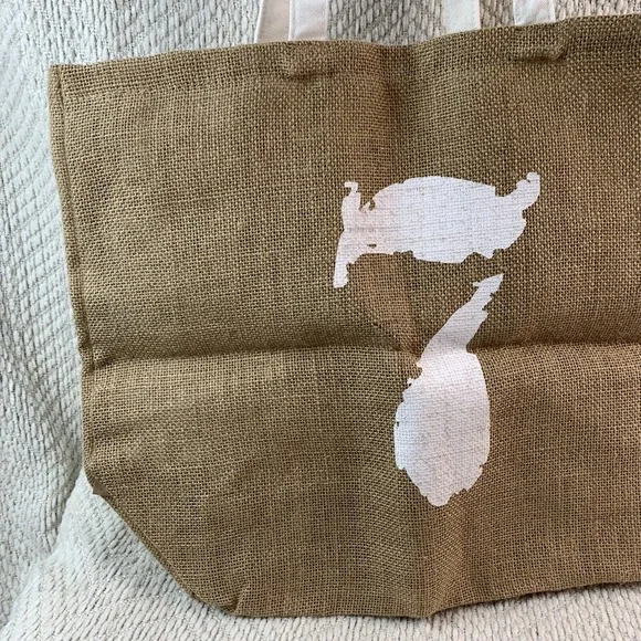 Clarins Burlap Canvas Tote Bag 7 FEED The Children Of The World 15X18X6" Shopper - Picture 14 of 15